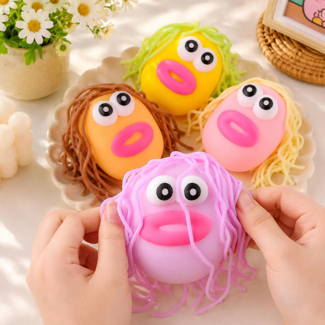 Limited Time Deal + Free Shipping Cartoon Style Big Eye Sausage Mouth TPR Slow Rebound Squishy Stress Relief Toy, Portable Decompression Pendant, Soft Elastic Palm Grip for Kids, Party Favor