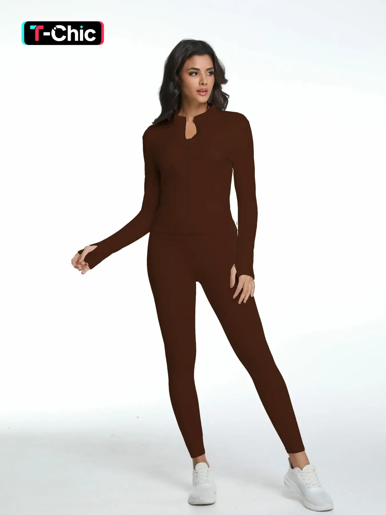 Women's Two-Piece Sportswear Set, Zipper Long Sleeve & Slim Fit Design, Ideal for Yoga, Casual Outdoor, Workout Running Clothes, Fitness & Gym Wear, Sporty Style Outfits, Sports Clothing Set, Workout Sets, Workout Daily Wear