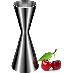 Professional Bartender Jigger, Thickened 18/8 Stainless Steel Japanese Style Double Jigger with Laser Etched Measurements, Curled Lip Design,for Home & Bar Use (1oz/2oz, 10ml/20ml/30ml/45ml)