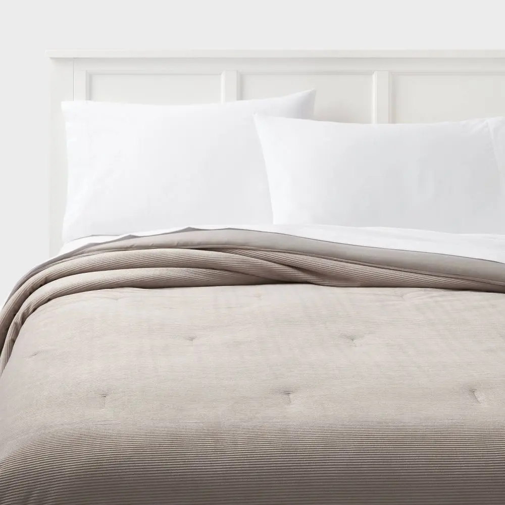 Corduroy Plush Comforter Light - Room Essentials Corduroy Plush Comforter Light - Room Essentials