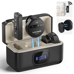 NEEWER KM18 Wireless Button Lavalier Microphone Kit for USB C iPhone 15/16/Android/PC/Laptop, Long Transmission Range, Noise Canceling, 24H Battery for Video Recording Live Vlog