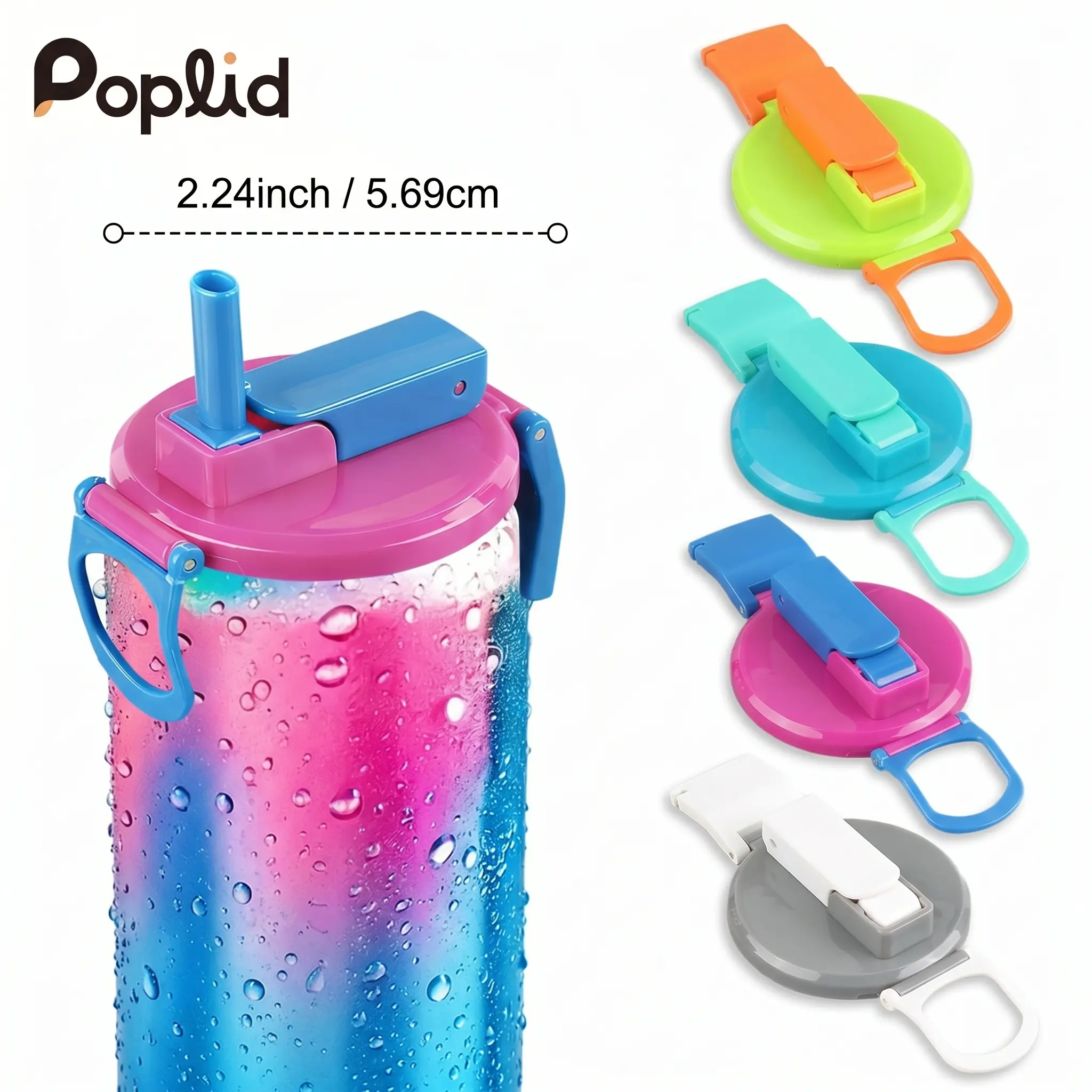 PopLid 4-Pack Upgraded Soda Can Lids - BPA-Free Airtight Can Savers with Reusable Silicone Straws, Nail-Friendly Pull Tab Opener, Spill-Proof Beverage Covers, Drink Protector for Beach, Outdoor Events