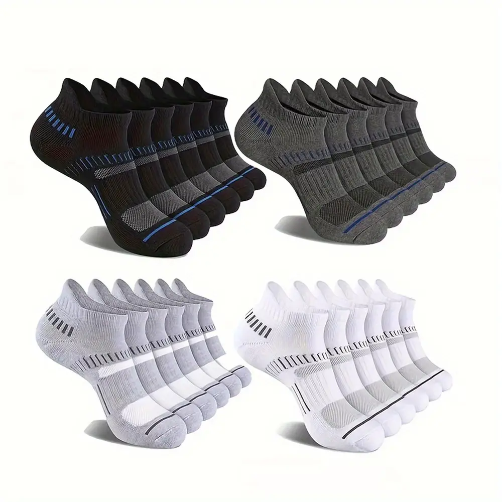 12/24 Pairs Women Men's Socks Athletic Cushioned Support Ankle Socks Breathable Comfortable Low Waist Crew Socks for Sports