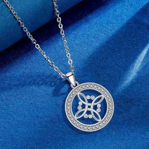 Women's 4-S Stainless Steel Dainty Hoop Clavicle Necklace, Gothic Witch Knot Jewelry, Chain & Link Fashion Accessory, Holiday Gift, Gothic Witch Jewelry