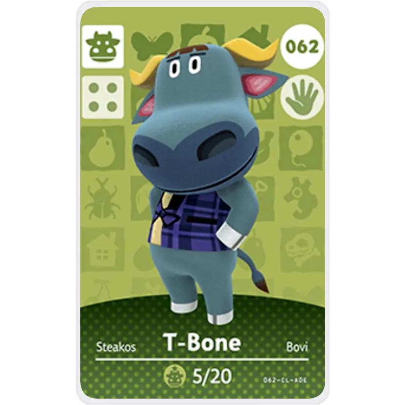 T-Bone - Villager NFC Card for Animal Crossing New Horizons Amiibo