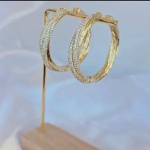 Argollas 951 para mujer Gold Plated Elegantes Pendientes de Círculo con Diamantes de Imitación para Mujer