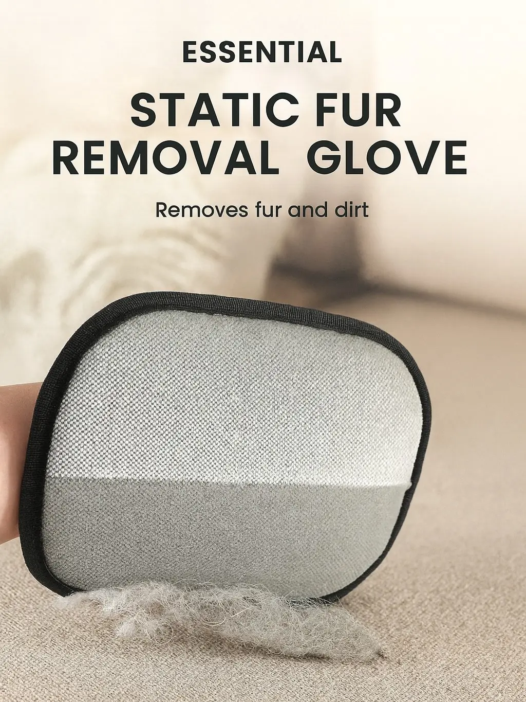 Electrostatic Pet Hair Removal Glove - Reusable Grooming Mitt for Dogs & Cats with Bi-directional Hair Collection Feature