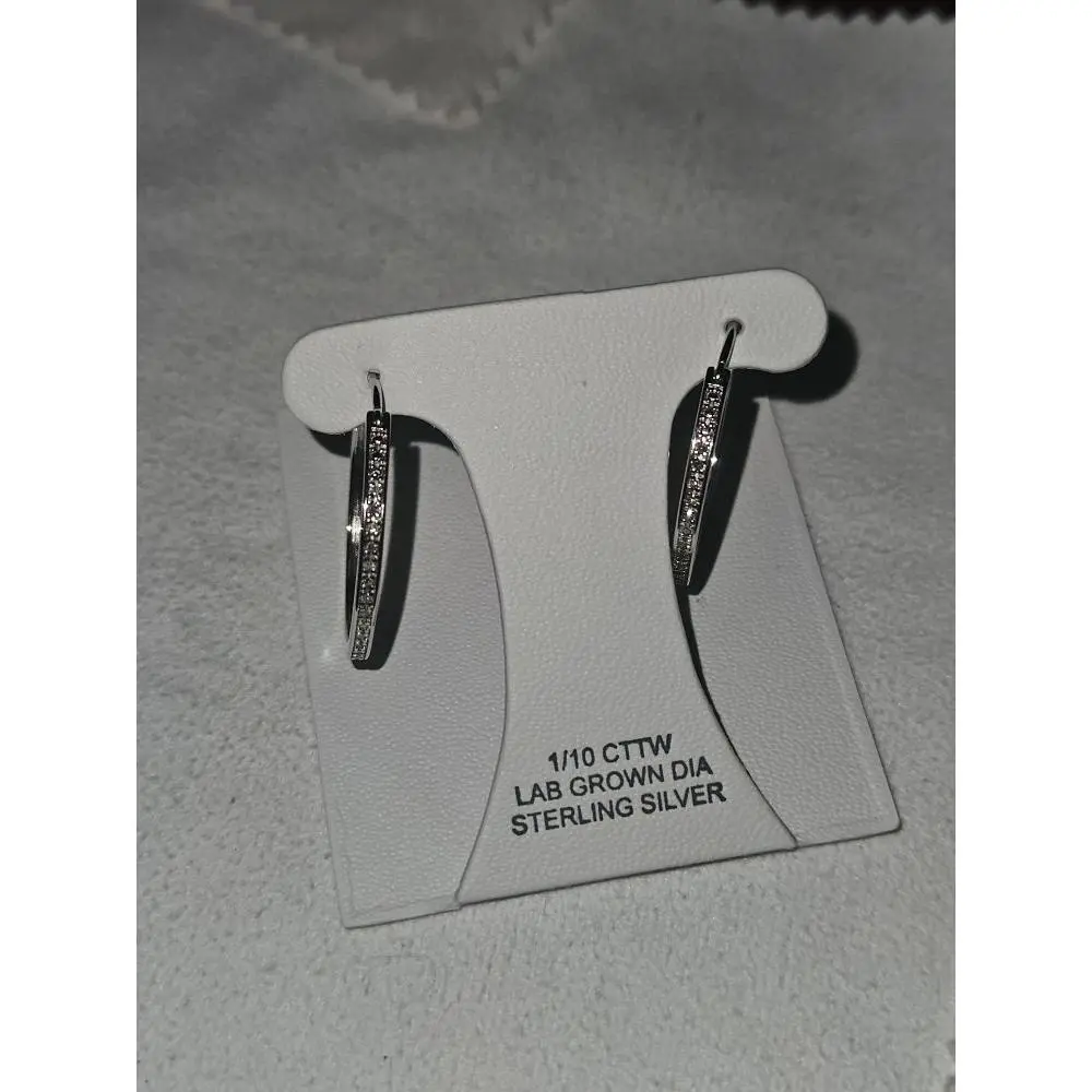 1/10cttw Lab Grown Diamond Sterling Silver Hoop Earrings - Elegant & Durable Jewelry