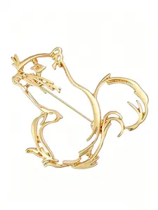 New Fashion High-End Alloy Smooth Hollow Out Simple Squirrel Brooch, Unisex Clothing Accessory, Unique Pin Jewelry