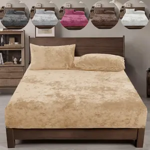 3pcs  Velvet Pillowcase Bed Sheet Set, a soft and warm autumn and winter fitted sheet set, including 1 fitted sheet and 2 pillowcases, perfect for bedrooms and guest rooms, enhancing comfort and decoration, Microfiber Bed Sheets