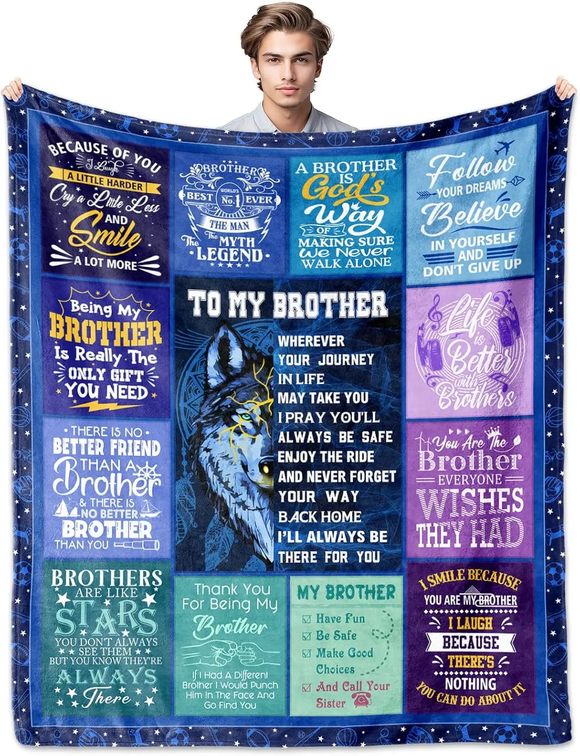 Brother Gifts, Gifts for Brother Blanket, Gifts for Brother from Sister, Brother Birthday Gifts, to My Brother Adult Blanket, Big Brother Gift Ideas for Fathers Day Valentines Christmas