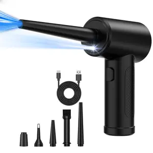 2024Electric Compressed Air Duster, 3-Gear Portable Air Duster Blower with LED Light, 6000mAh Rechargeable Cordless Air Duster for Computer Keyboard Fast Charge