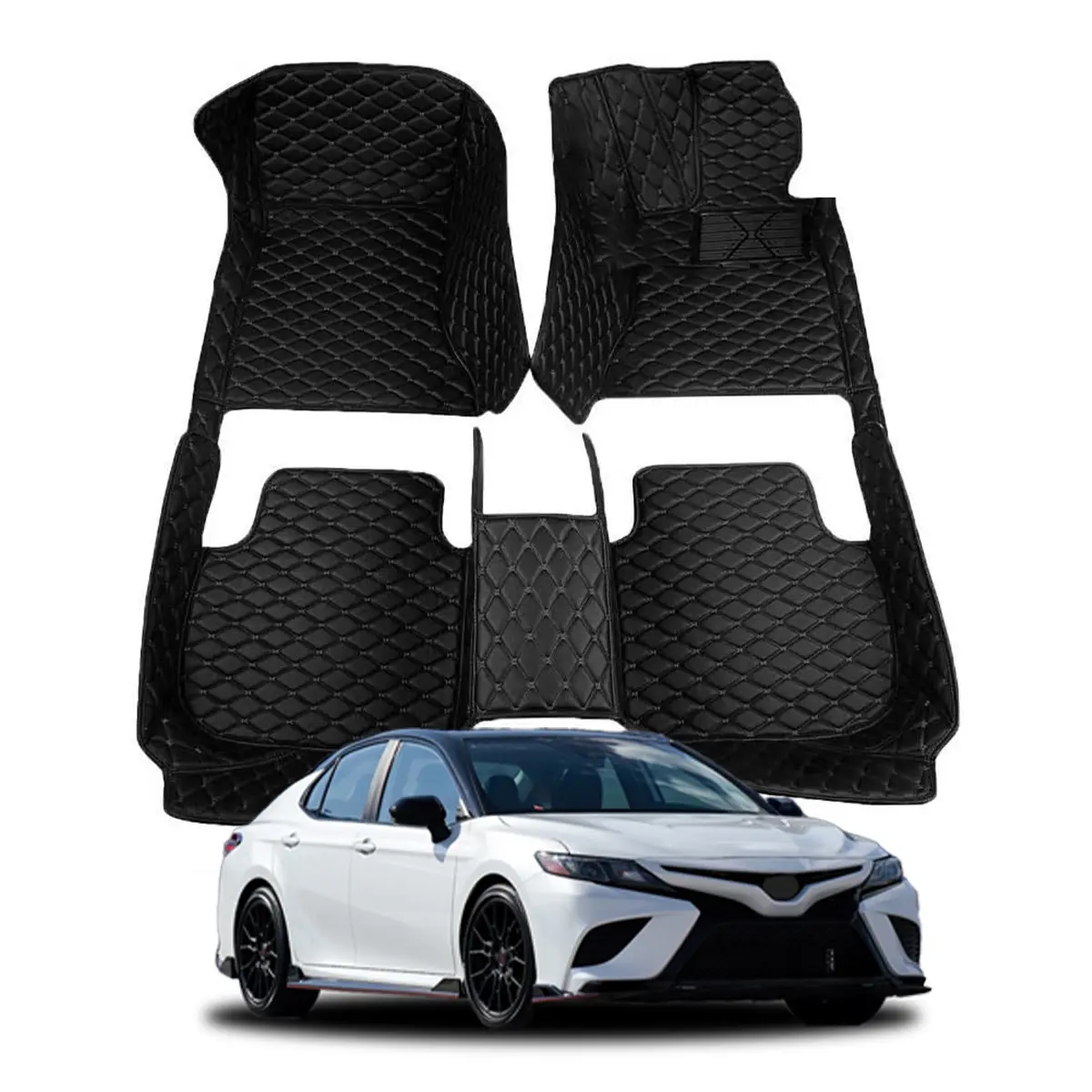 Toyota Camry 2018-2023 Floor Protection - PU Leather Mats for Front & Rear Rows - 5-Seater Luxury Upgrade