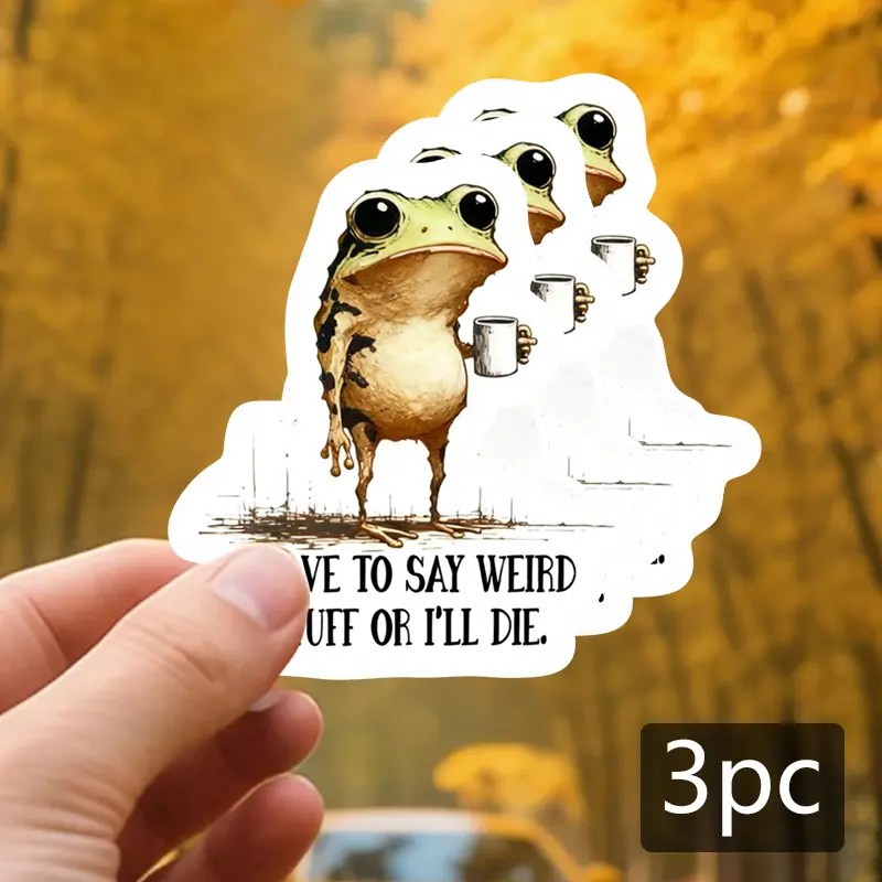 3PCS/SET Weird Talkative Frog 3pc Stickers With Funny Text  Full of Playful Relaxed Vibe For Cars/Notebooks/Skateboards Become a Fun Focus in Daily Decor