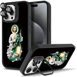 "Seal of St. Jude" pattern, durable and stylish, high-quality protective mobile phone case For iphone 16 15 14 13 12 11 PRO PLUS MAX Hard TPU Metal lens frame Film With Bracket Stand Gift Shockproof Protection Anti-Drop Protective Protector Phone Cases Sh