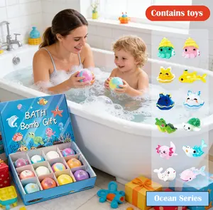 12 Pcs Kids  Bomb Gift Set with Surprise Toys Inside | Easter Basket Stuffers for Boys & Girls | Colorful Fizzy Bubble Bath Bombs for Skin Nourishing & Gentle Care | Safe Bath Bombs for Kids Bath Time Fun
