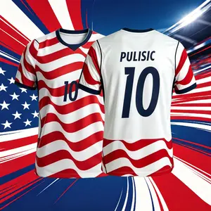 2026 United States Home And Away Red White Black 10# Pulisic Short Sleeve Soccer Jersey Fans Version