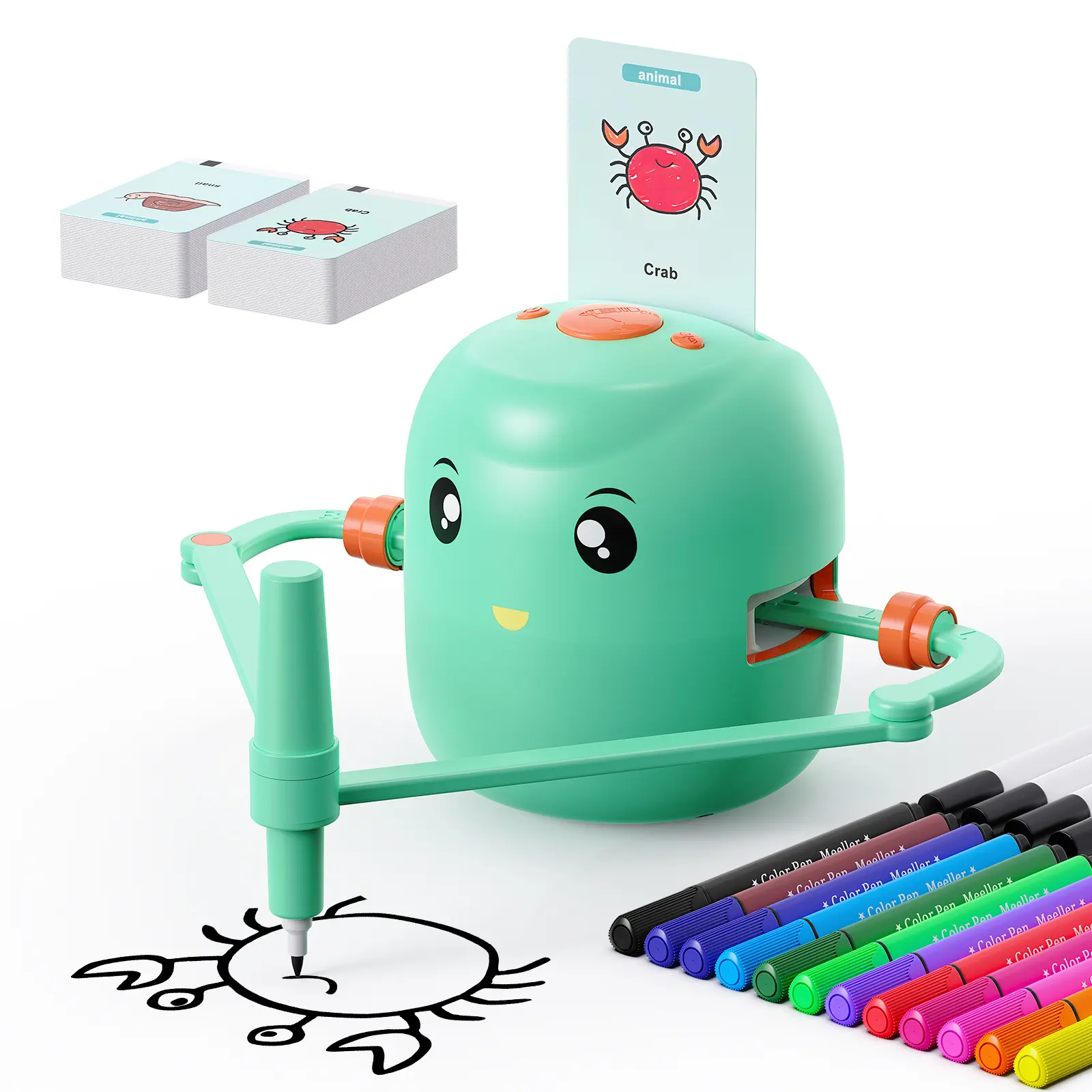 Drawing Robot for Kids with 140 Cards, Montessori Voice Interactive Educational Drawing Machine for Kids 3+ Boys Girls, With 16 Color Pens & 4 Markers, Perfect Kids Gift, Summer Vacation Toy