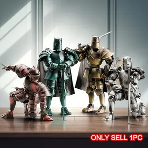 Medieval Knight Poseable Action Figure Set, Vintage Armor Warrior with Abs Material, Shield & Extended Weapon Bag, DIY Decor Collectible Gift, Model Figure