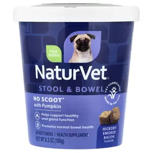 NaturVet No Scoot® With Pumpkin, For Dogs, Hickory Smoked Bacon, 60 Soft Chews, 6.3 oz (180 g)