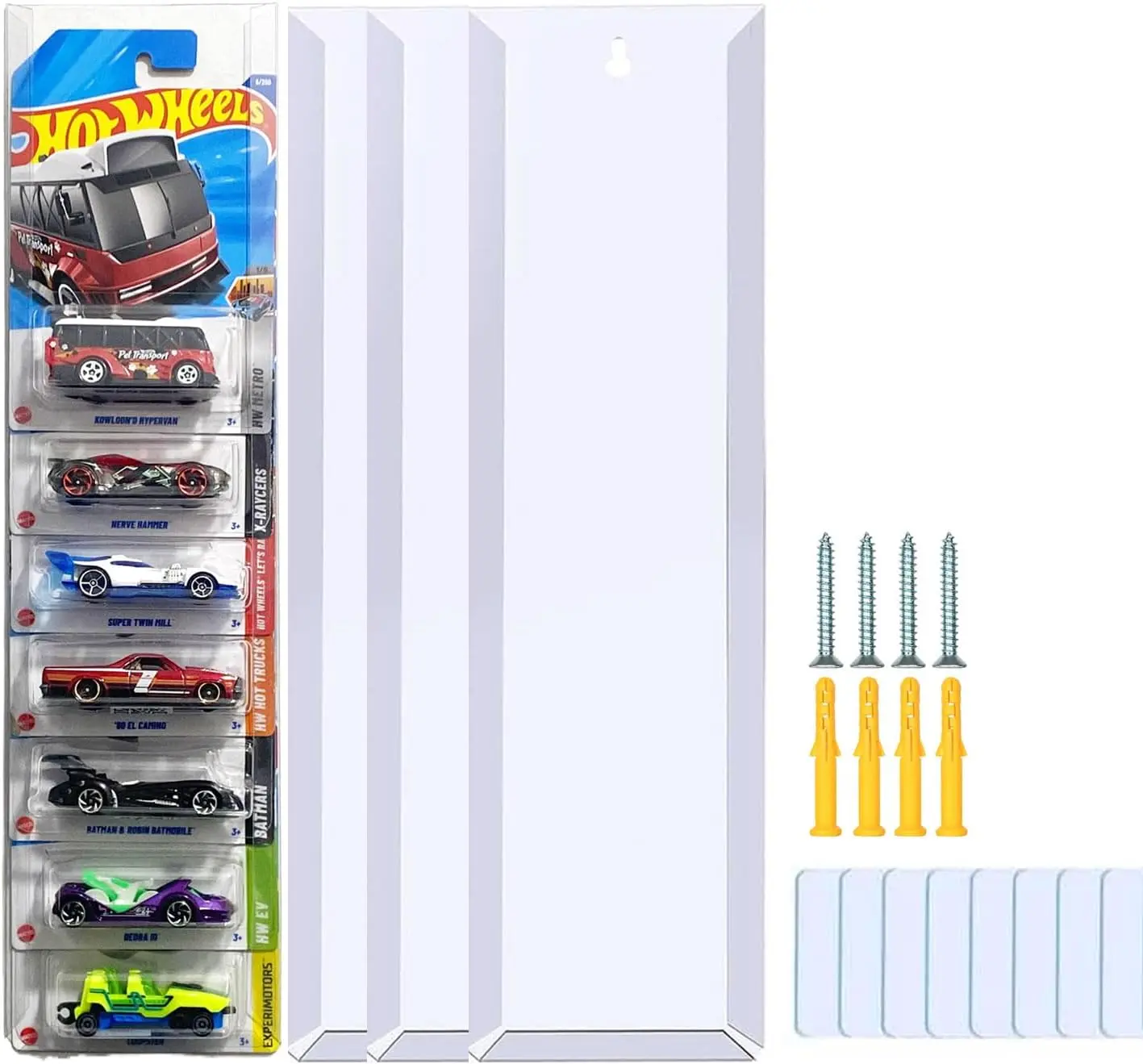 4 Pack Clear Model  Display Case - Holds up to 40 , Compatible with Hot-Wheels Packaged ,   Storage Organizer Wall Mount   Storage Display Case