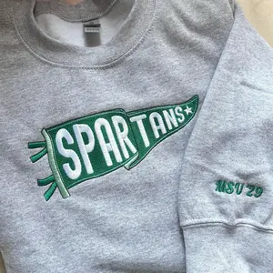 Custom Embroidered College Pennant Sweatshirt, Personalized School Team Crewneck, Senior Class Graduation Gift, University High School Name Sweater, Custom Campus Apparel, Alumni Gift, Back to School Outfit, Trendy Student Sweatshirt, Custom Name Crewneck