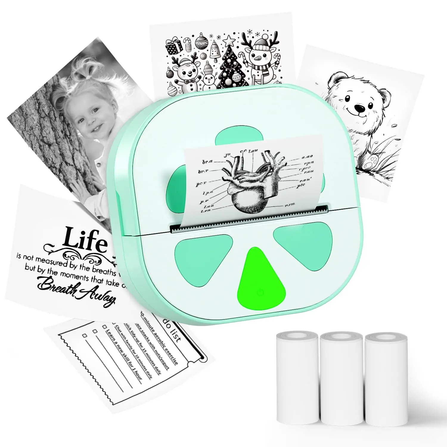 Sticker Printer  Print Pods Mini Thermal Maker Machine With 3 Rolls Paper Pod Printers For Impresora Portatil Study Note Journal Diy Gift