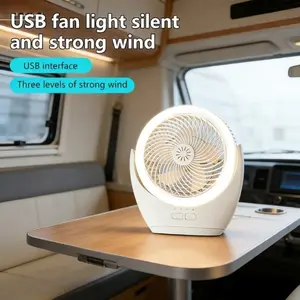 Portable Indoor Outdoor Fan Lamp, USB Charging Desktop Fan Light, Quiet Design, Ideal for Camping Home Office, Summer Accessory, Outdoor Rechargeable Fan, Silent Operation Fan, Rechargeable Personal Fan