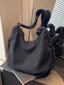 Fashion large capacity corduroy canvas bag one shoulder dumpling bag Hobo Crossbody Bag niche versatile student messenger bag casual large capacity suitable for daily commuting office workers students attending classes etc. Casual crossbody bags