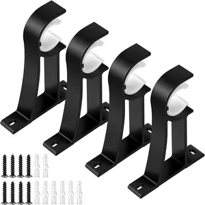 2/4 Piece Curtain Rod Support Bracket with Screws, Wall-Mounted Universal Accessory for Curtains and Blinds, Easy Installation