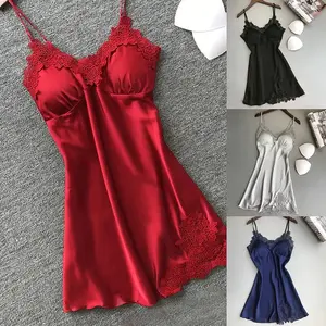 Sexy Pajamas Women's Silk Nightdress Ladies