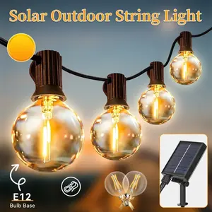 Solar Powered G40 String Lights, 8 Modes, 5m/10led, Led Lighted, Waterproof Ip67, Adjustable Dimmable Outdoor Hanging Lamps for Garden, Patio, Pool, Light Bulbs