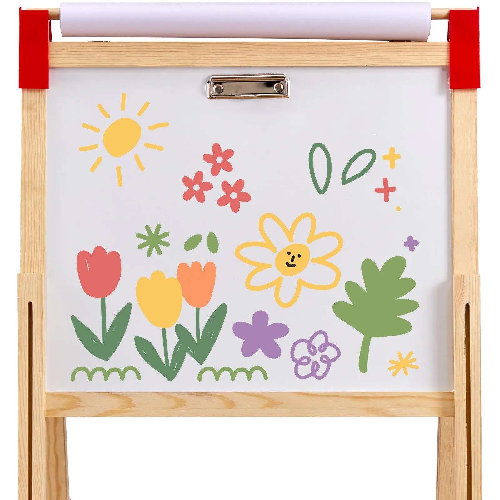 【SummerFinds】VEVOR Kids Wooden Magnetic Board Easel - 3-in-1 Double-Sided Whiteboard-Chalkboard Art Kit with 8 Whiteboard Markers, 44-54 Inches Wood Frame, Multi-Surface for Art Drawing & Creativity