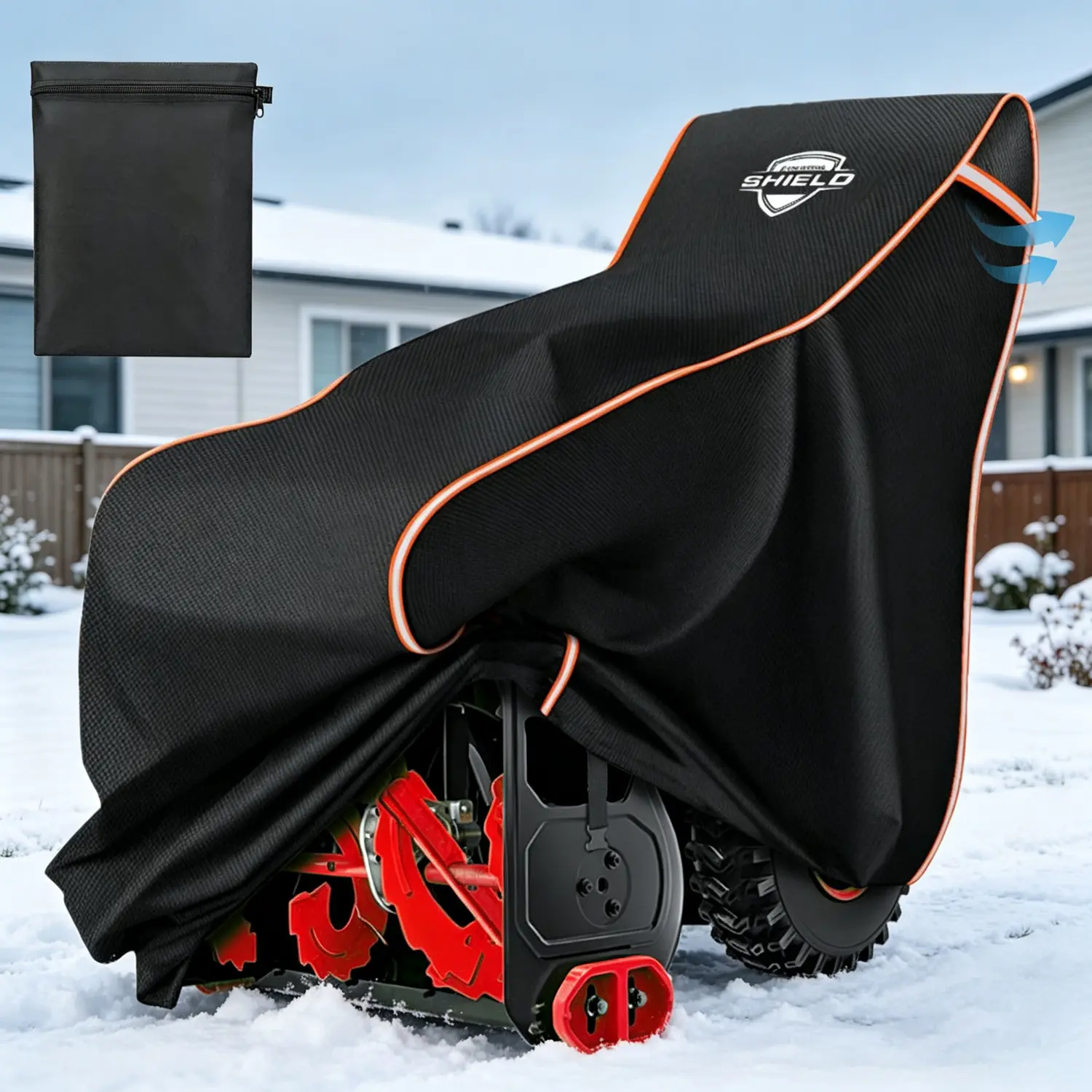 HOMEYA Snow Blower Cover, Heavy Duty 600D Waterproof & Windproof Outdoor Snow Thrower Cover Protector Universal Fit for Ego Ariens Honda Ryobi Toro Cub & Cadet, with Storage Bag