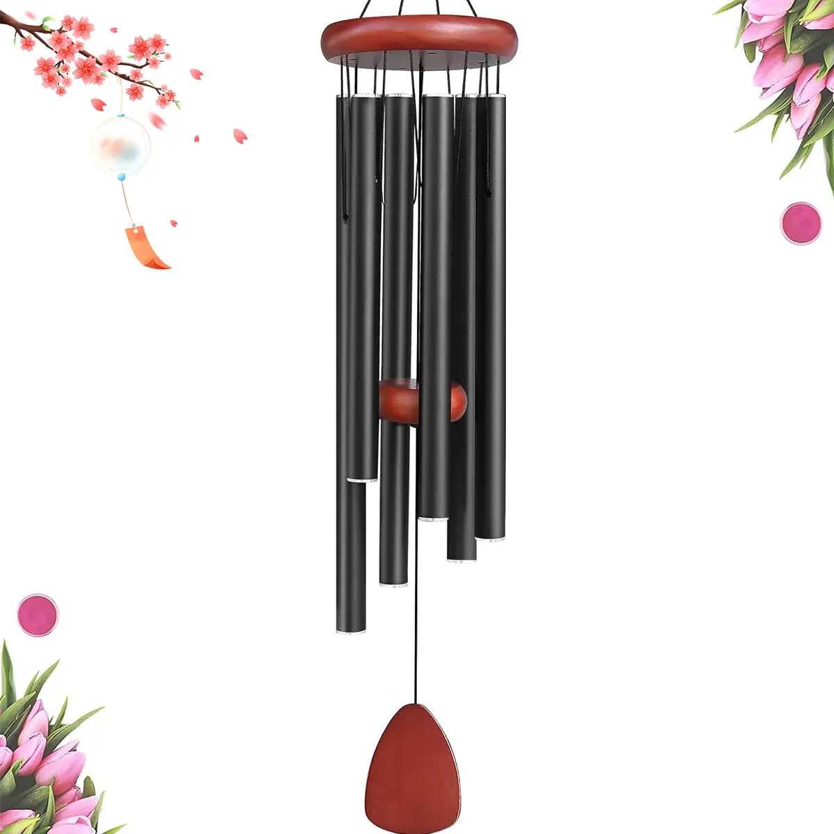 Aluminum Wind Chimes with Wind Catcher 26 in – Zen Outdoor Decor for Garden, Patio & Yard, Memorial Gift for Mom, Neighbor & Friends