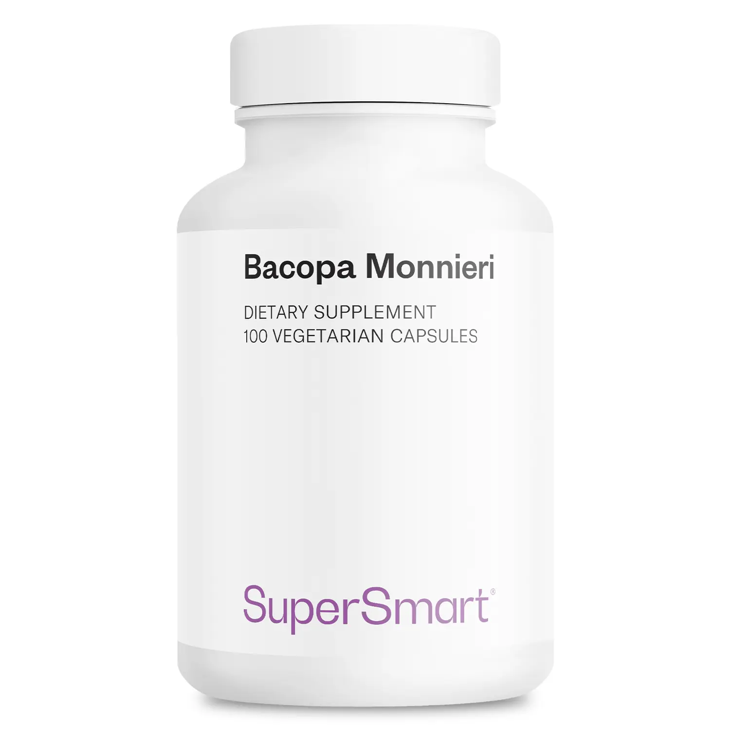 Supersmart Bacopa Monnieri 1500mg per Day (High Bioavailability) - Bacopa Extract - Active Bacosides Nootropic Supplement | Non-GMO & Gluten Free - 100 Vegetarian Capsules