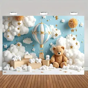 Star & Balloon Pattern Birthday Party Banner 1 Count Vibrant Colors High-Quality Materials Easy Installation Large Size Backdrop Photo Props for Indoor & Outdoor Events, Perfect for Gifts, Dorm & Party Wall Decor