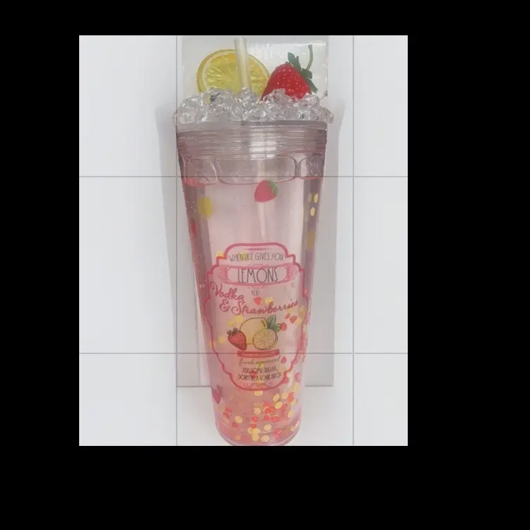 Custom Strawberry Lemonade Snowglobe Tumbler 24 oz Water Bottles Bottle Portable