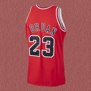 stitched Men's Classic-Design Sleeveless Basketball Jerseys Retro Red shirt 1997-98
