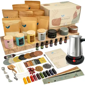 Soy Candle Making Kit with Electric Melter - Soy Wax, Big 7oz Jars & Tins, 7 Pleasant Scents, Color Dyes &  -  as  Decorations - DIY Starter Scented Candles Making Kit