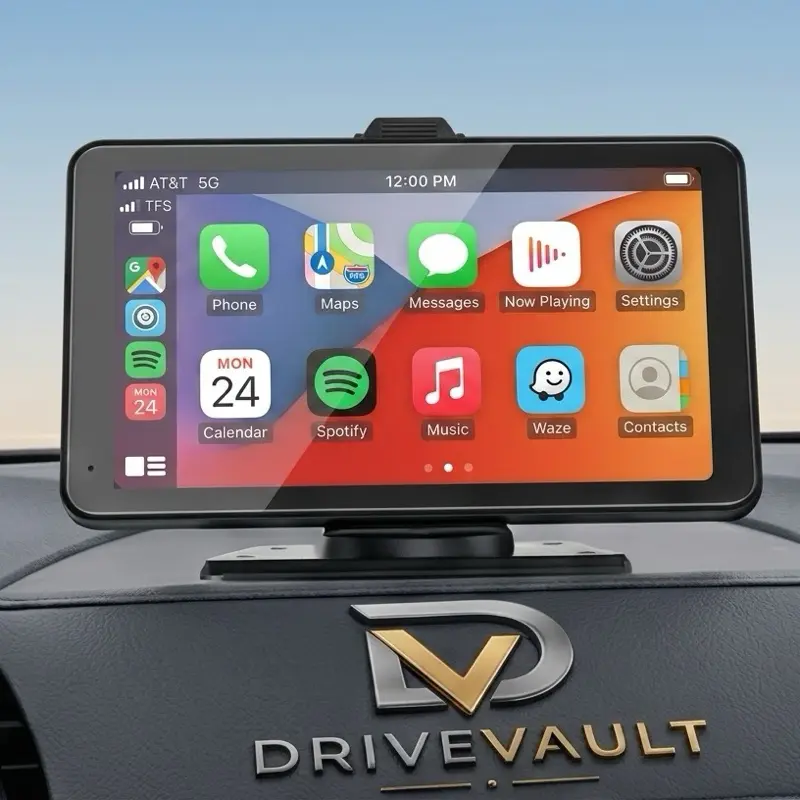 DriveVault 7-in Car Video Player, Wireless Apple CarPlay, Android Auto Smart Screen for Automotive Use check compatibility hd radio