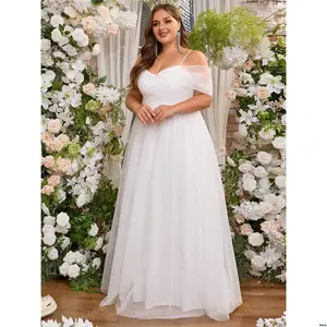 Wedding Cold Plus Shoulder Mesh Dress Size White Elegant Bridal