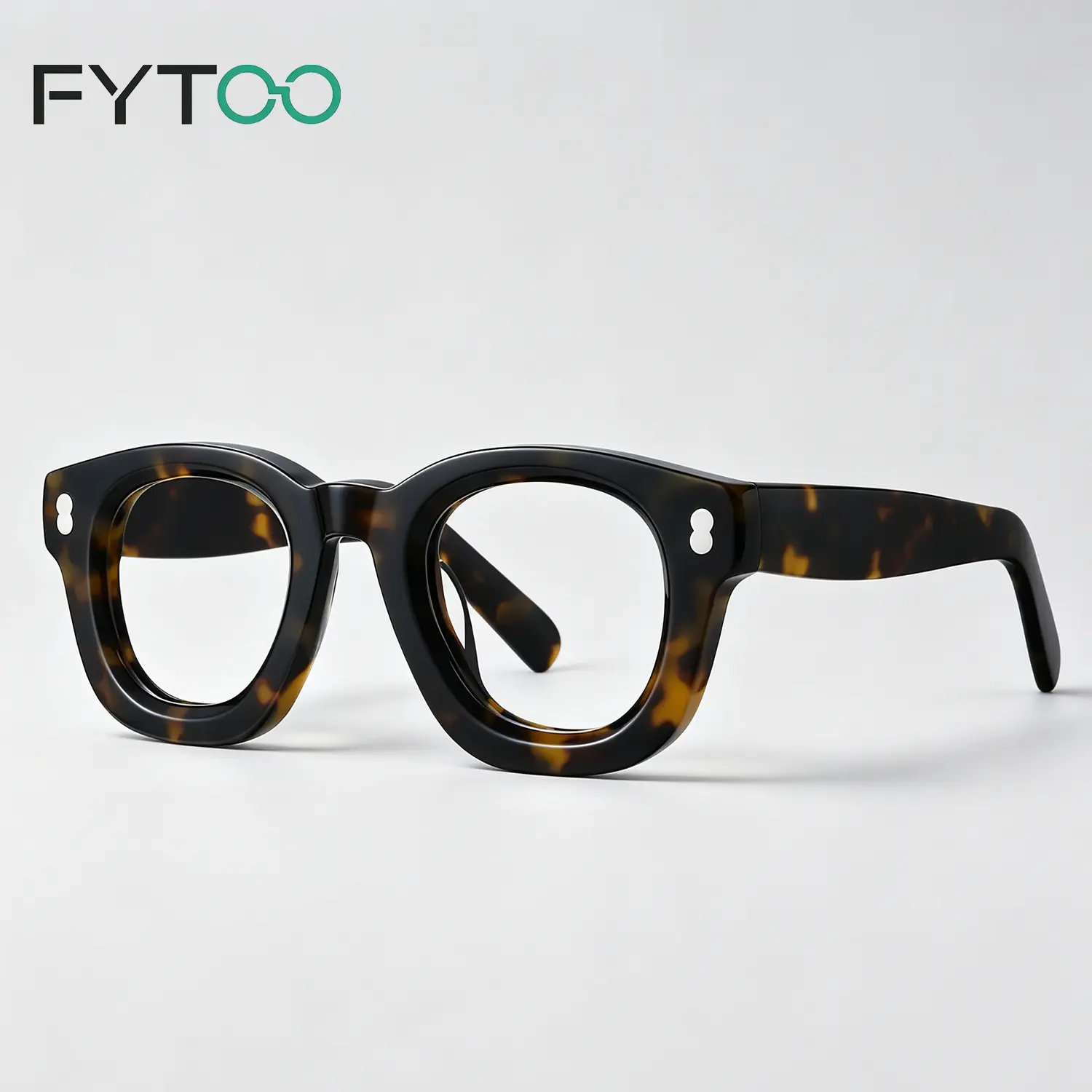 FYTOO Thick Round-Oval Acetate Full-Rim Eyeglass Frames, Unisex Vintage Tortoiseshell Handmade Resin Frames for Eyewear Lovers, Replaceable Fashion Optical Glasses for Daily Street Aesthetic 536603, Fade-Resistant, Flexible, Lens Replaceable, Heart