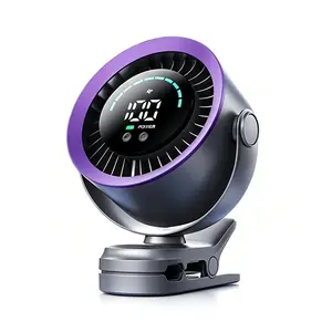 Rechargeable Portable Clip on Fan-100-Speed Touch Control, LED Display, 360 °   Rotate Quiet Turbo Desk Fan, Small Battery Operated USB Fan for Stroller Bed Travel Camping Golf Gym