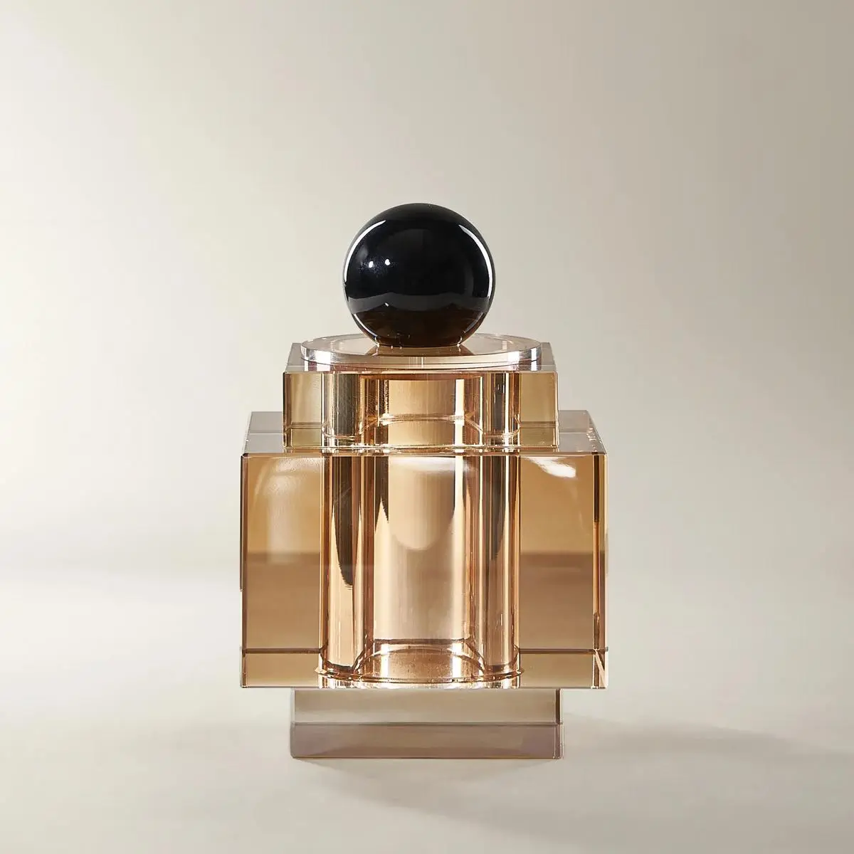 Z Gallerie Luxury Amber-Graphite Decorative Glass Perfume Bottle - 3.75x3.75x5.25", Sculptural Silhouette, Elegant Bottle, Gift Box, Home Organizer for Fragrance Storage & Decorative Use, Luxe Twist