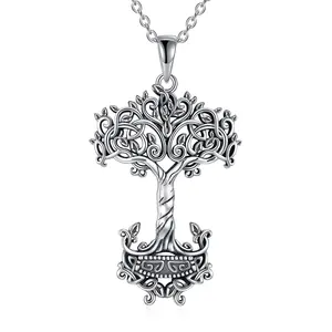 YFN Tree of Life Thor's Hammer Necklace 925 Sterling Silver Viking Jewelry Gifts for Men and Women