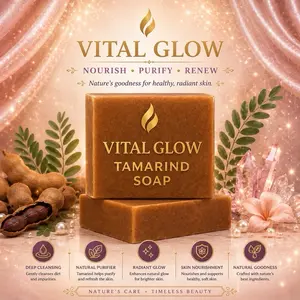 Vital Glow Tamarind Soap - Gentle, Clarifying, Brightening, Skin-Soothing Cleanser for Daily Cleansing, Sensitive & Normal Skin, Even-Tone Body & Facial Care