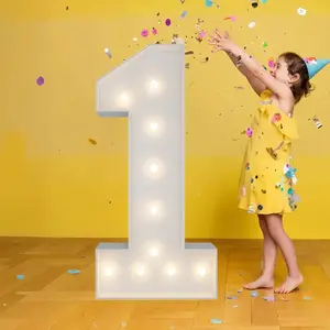 3FT Marquee Numbers, Warm White Light Up  with Display Board, Marquee Balloon Kit Decorations, DIY Pre-Cut Frames for Party, 1st  Birthday, Anniversary Decor, 21st Milestones