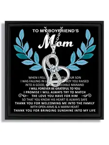 1 piece infinity heart silver necklace Heart Pendant Necklaces Sparkling Zirconia gift box suitable for Mother's Day family warm style for boyfriend's mom with blessing card and box