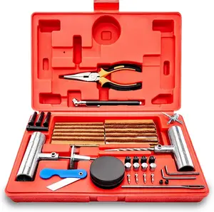 77-Piece Heavy Duty Tire Repair Kit – Plug-and-Patch Puncture Fix Set for Cars, Trucks, Motorcycles, ATVs, Jeeps & Off-Road Vehicles – Durable Steel Tools with Carry Case, Portable & Roadside Emergency Ready